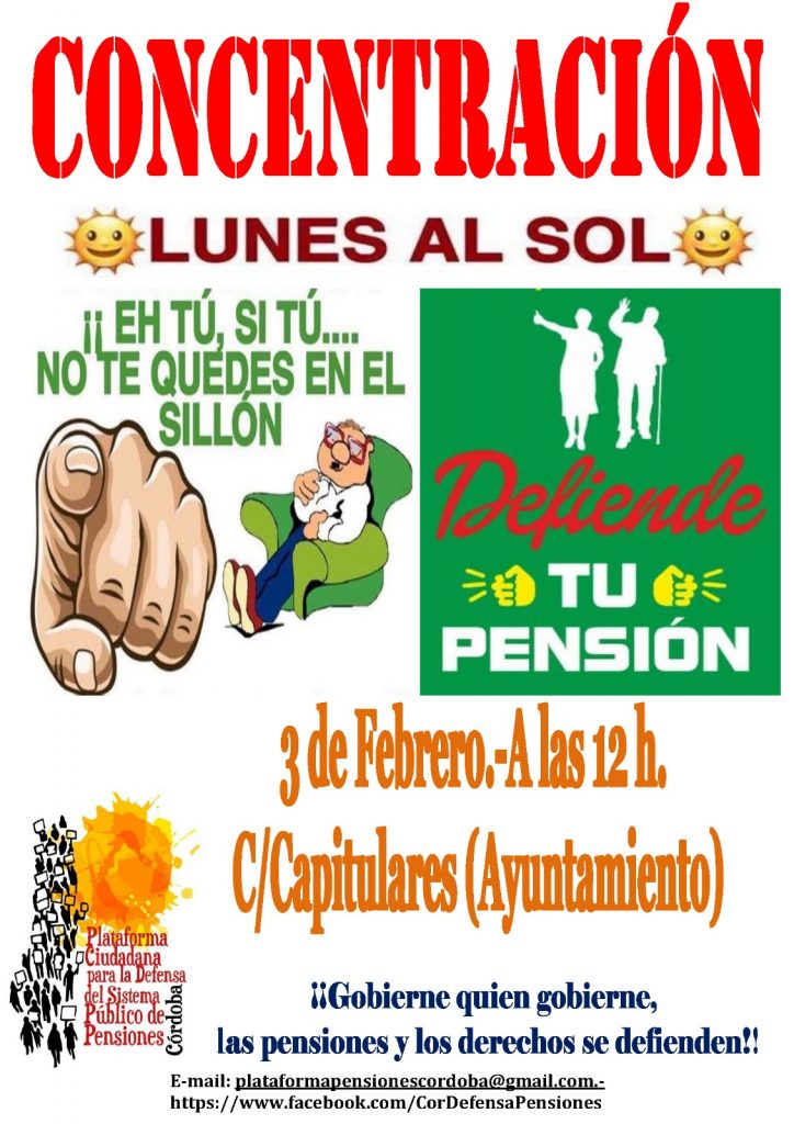 Concentración el Lunes 3 de febrero, a las 12:00 horas.