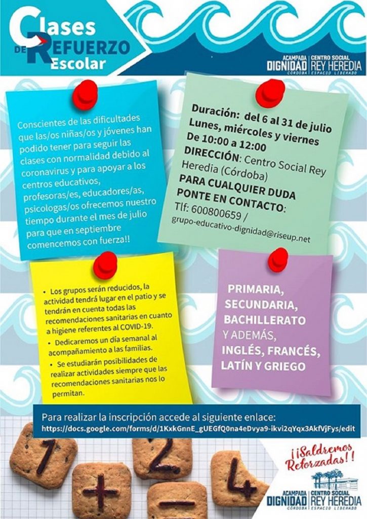 Clases de refuerzo escolar 2020