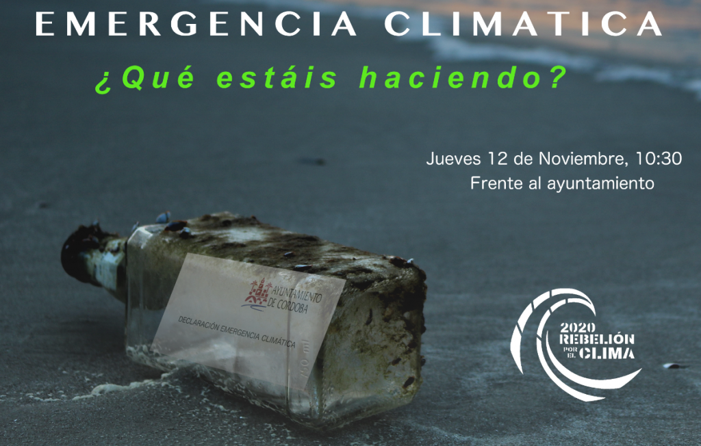 Rebelión por el Clima Córdoba estará presente en el pleno del Ayuntamiento de fecha 12 de noviembre.