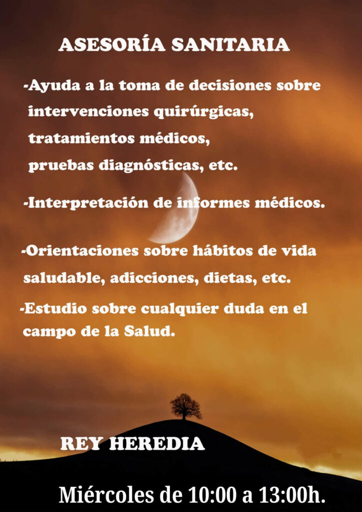 Asesoría Sanitaria, miércoles de 10:00 a 13:00h.