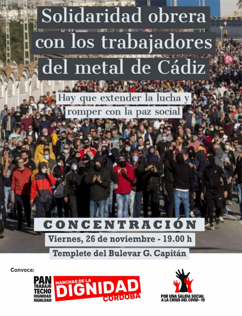 Concentración en solidaridad con los trabajadores del metal de Cádiz