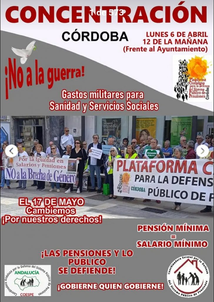 Los Lunes al Sol «Concentración» el 6 de Abril, a las 12:00h. (Frente al Ayuntamiento)